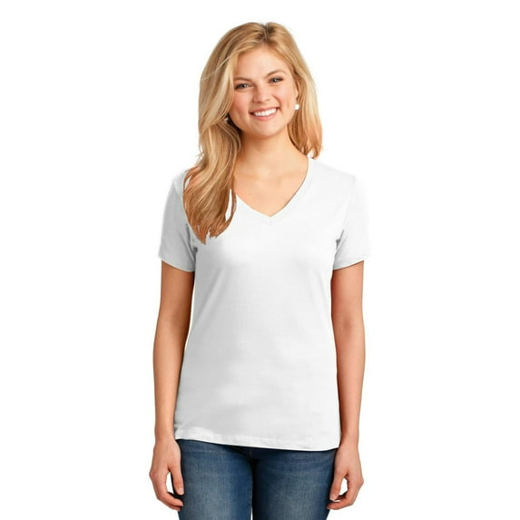 Port & Company Ladies V-Neck T-Shirt White