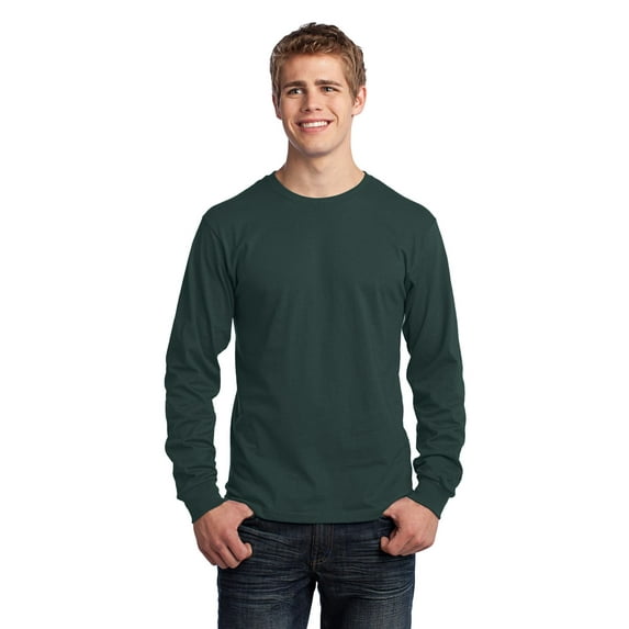 Port & Company Long Sleeve 5.4-oz. 100% Cotton T-Shirt. Dark Green. 3XL.