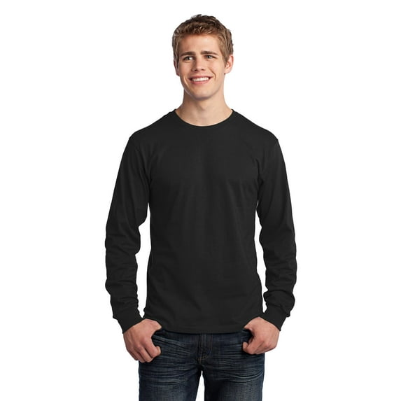 Port & Company Long Sleeve 5.4-oz. 100% Cotton T-Shirt. Jet Black. 4XL.