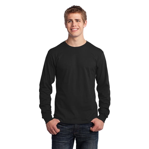 Port & Company - Long Sleeve 5.4-oz. 100% Cotton T-Shirt. - Jet Black - M