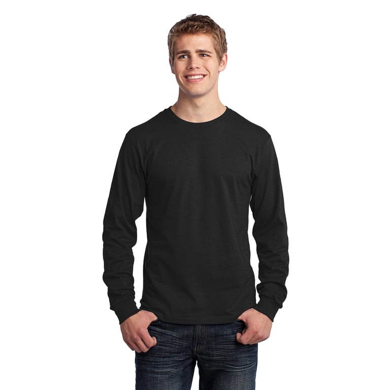 Port & Company Long Sleeve 5.4-oz. 100% Cotton T-Shirt. Jet Black 