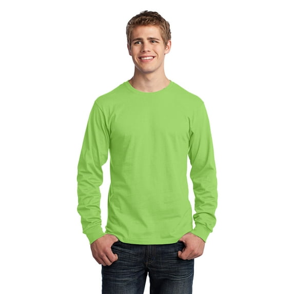 Port & Company Long Sleeve 5.4-oz. 100% Cotton T-Shirt. Lime. 3XL.