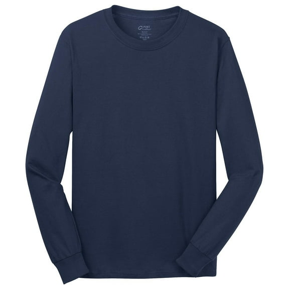 Port & Company Long Sleeve 5.4-oz. 100% Cotton T-Shirt. Navy. 2XL.