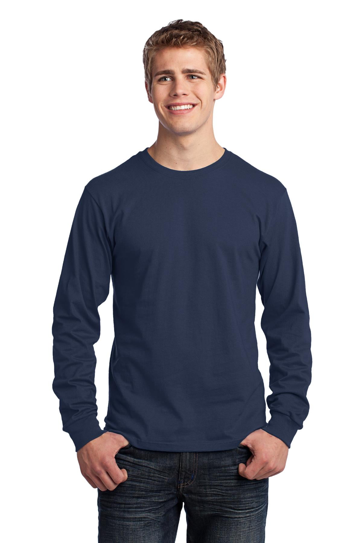 Port & Company Long Sleeve 5.4-oz. 100% Cotton T-Shirt. Navy. XL