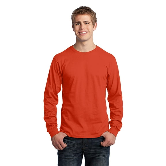 Port & Company Long Sleeve 5.4-oz. 100% Cotton T-Shirt. Orange. 4XL.