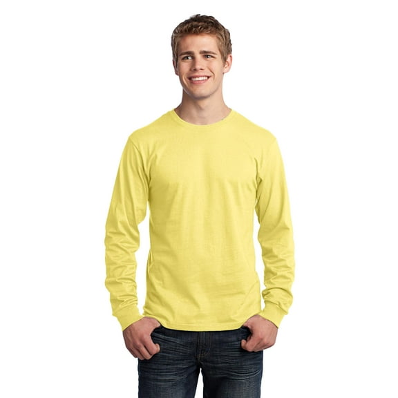 Port & Company Long Sleeve 5.4-oz. 100% Cotton T-Shirt. Yellow. M.