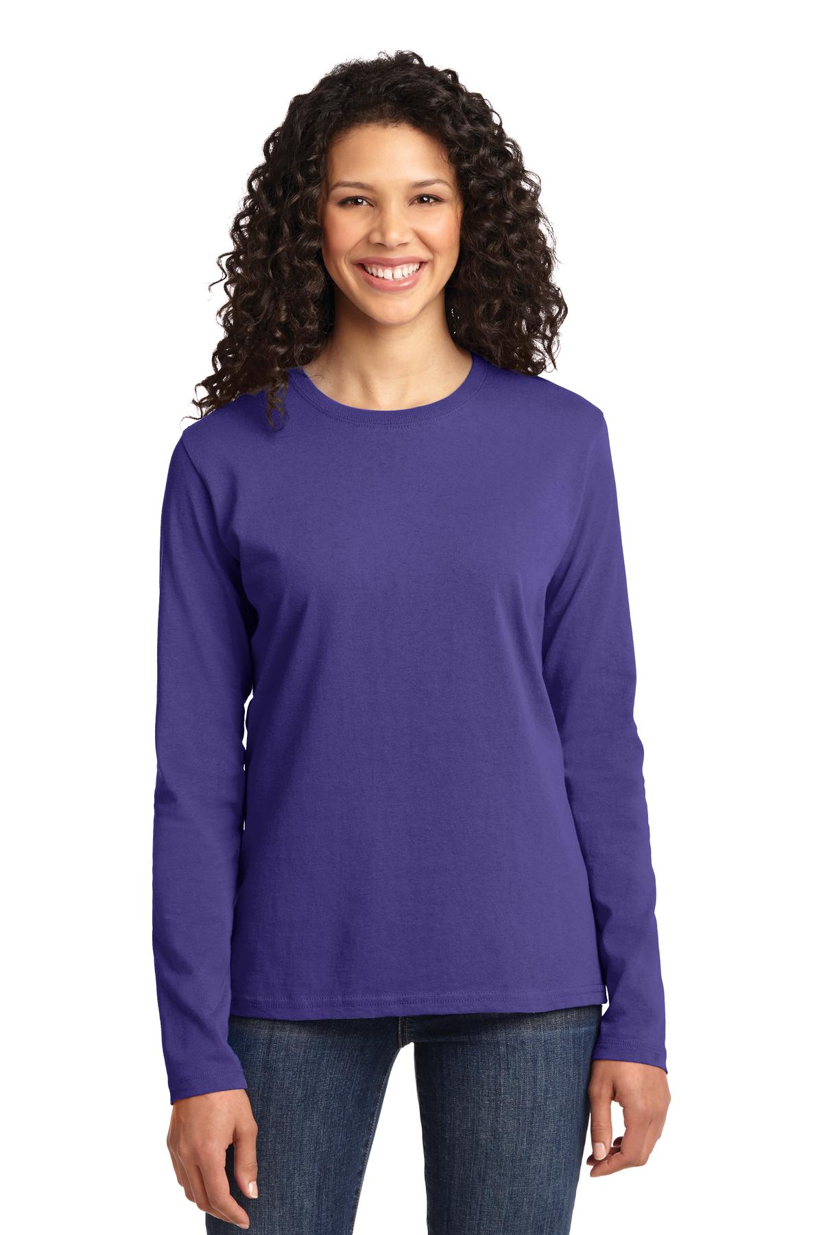 Port & Company Long Sleeve 54oz 100% Cotton TShirt (LPC54LS) Purple, XL - image 1 of 6