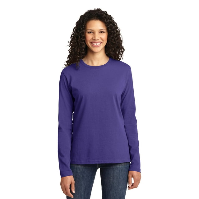 Port & Company Long Sleeve 54oz 100% Cotton TShirt (LPC54LS) Purple, XL