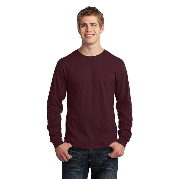 Port & Company Long Sleeve 54oz 100% Cotton TShirt (PC54LS) Athletic Maroon, M