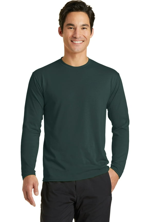 mpany Long Sleeve Blended Performance Tee (PC381LS) Dark Green, 4XL