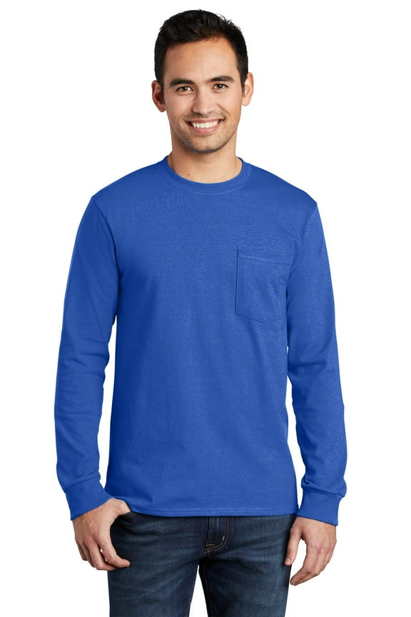mpany - Long Sleeve Essential Pocket Tee Pc61lsp - Royal - M