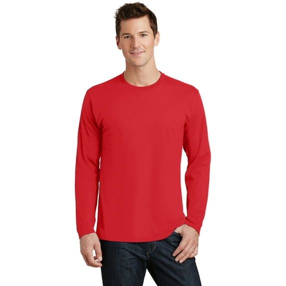 Port & Company Long Sleeve Fan Favorite Tee-L (Bright Red)