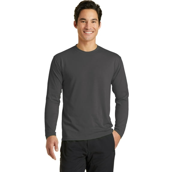 Port & Company Long Sleeve Performance Blend Tee-2XL (Charcoal)
