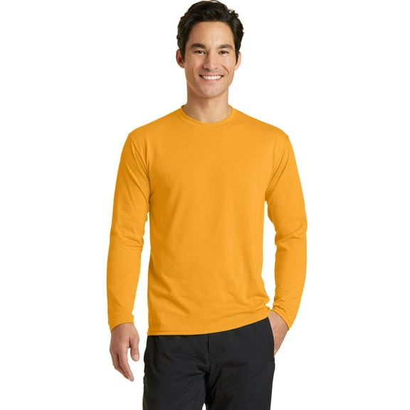Port Company Long Sleeve Performance Blend Tee-4XL (Gold)