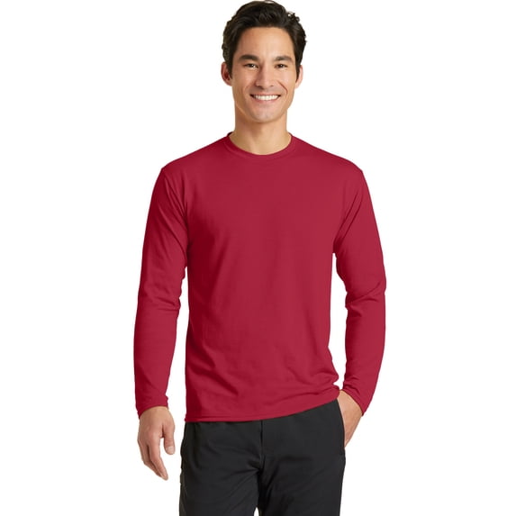 Port Company Long Sleeve Performance Blend Tee-4XL (Red)