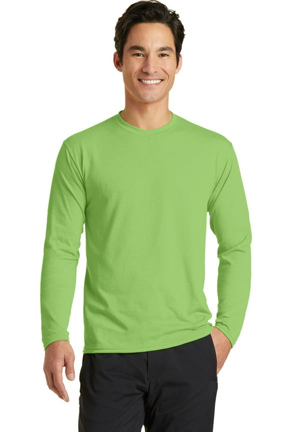 Port Company Long Sleeve Performance Blend Tee-M (Lime)