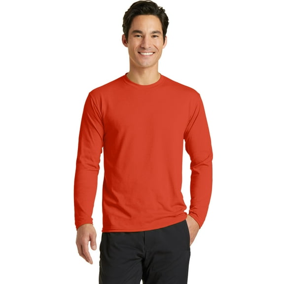 Port & Company Long Sleeve Performance Blend Tee-S (Orange)