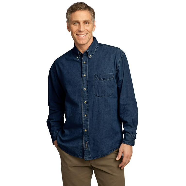 Port & Company - Long Sleeve Value Denim Shirt - Walmart.com