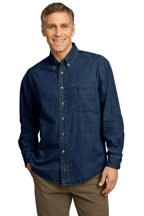 Men Long Sleeve Value Denim Shirt, Mens Casual Button Down Shirts