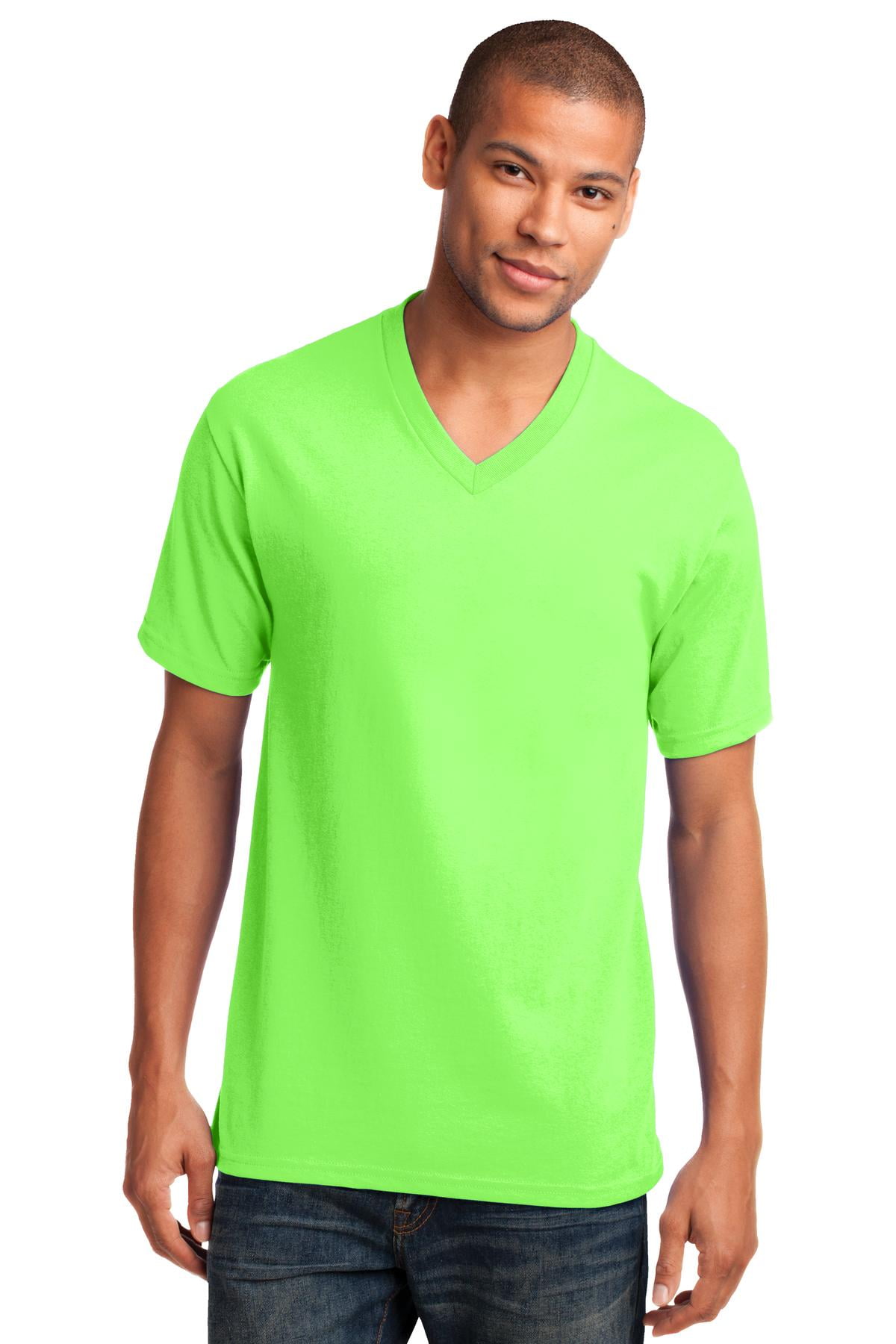 Port & Company Men's 54 oz V Neck T Shirt L Neon Green - Walmart.com