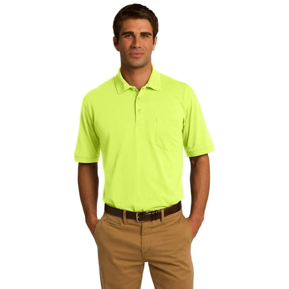 Port & Company Men's 55 Ounce Jersey Knit Pocket Polo Safety Green Size 6XL