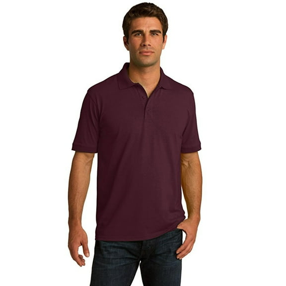 Port & Company Men's 55 Ounce Jersey Knit Polo Athletic Maroon Size X-Small
