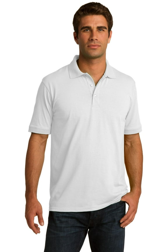 mpany Men's 55 Ounce Jersey Knit Polo White Size X-Small