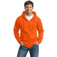 thumbnail image 1 of Port & Company Men's Big And Tall Full-Zip Hooded Sweatshirt_Safety Orange_LT, 1 of 3
