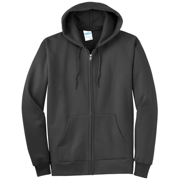 Port & Company Men's Big and Tall Full-Zip Hooded Sweatshirt Charcoal