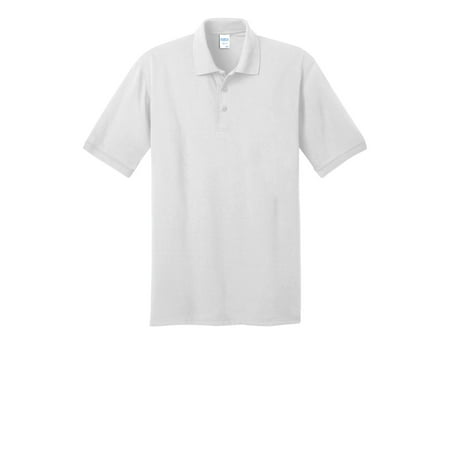 Port & Company Men's Big and Tall Knit Polo Jersey Large Tall- White