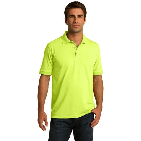 Port & Company Men's Big and Tall Knit Polo Jersey X-Large Tall- Safety Green