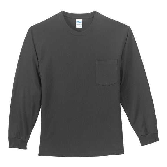 Port & Company Men's Big and Tall Long Sleeve Pocket T-Shirt_Charcoal_4XLT