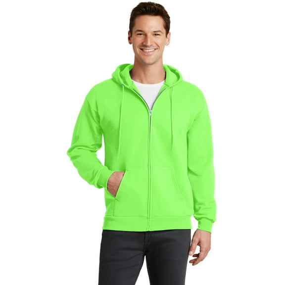 Port & Company Men's Classic Full Zip Hooded Sweatshirt XXL Neon Green