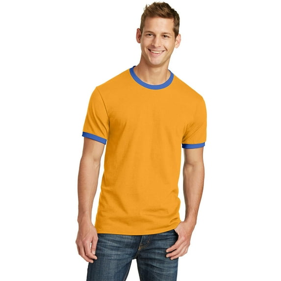 Port & Company Men's Classic Ringer T Shirt_Gold/ Royal_S