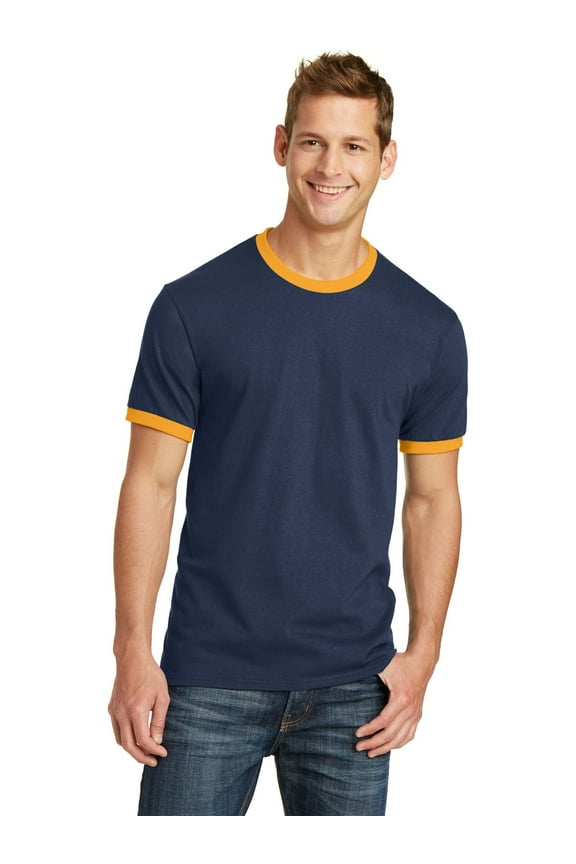 Men's Classic Ringer T Shirt_Navy/ Gold_S