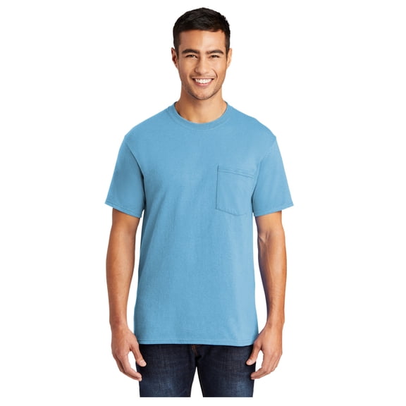 Port & Company Men's Core Blend Classic Pocket T-Shirt Aquatic Blue Large