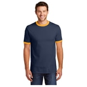 Port & Company Mens Core Cotton Ringer Classic Soft T-Shirt Navy/ Gold Medium