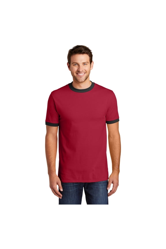 mpany Men's Core Cotton Ringer Classic Soft T-Shirt Red/ Jet Black X-Large