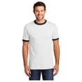 thumbnail image 1 of Port & Company Men's Core Cotton Ringer Classic Soft T-Shirt White/ Jet Black Medium, 1 of 4