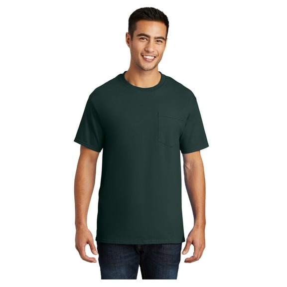 Port & Company Men's Essential Cotton T-Shirt with Pocket Dark Green Small