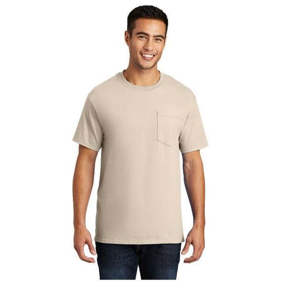 Port & Company Men's Essential Cotton T-Shirt with Pocket Natural Medium