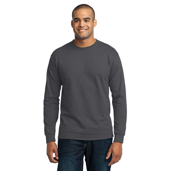 Port & Company Men's Long Sleeve 50/50 Cotton/Poly T Shirt 4XL Charcoal