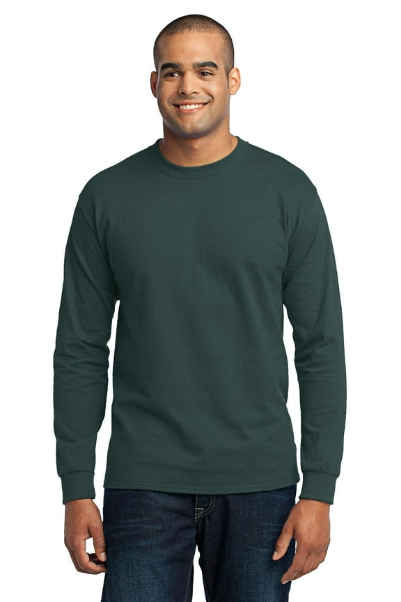 Men's Long Sleeve 50/50 Cotton/Poly T Shirt XL Dark Green