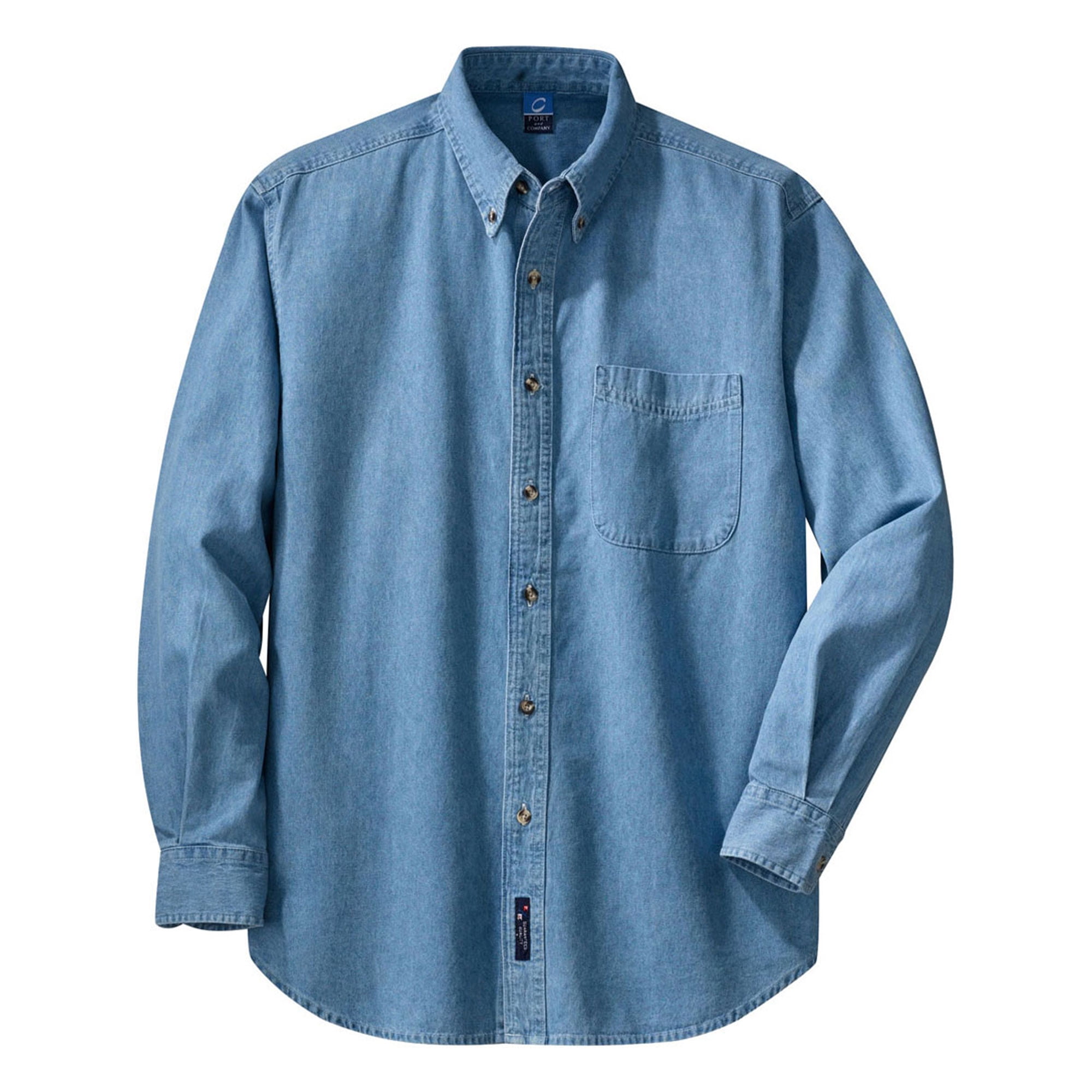 King River Mens Full Button Work Shirt - Denim Blue