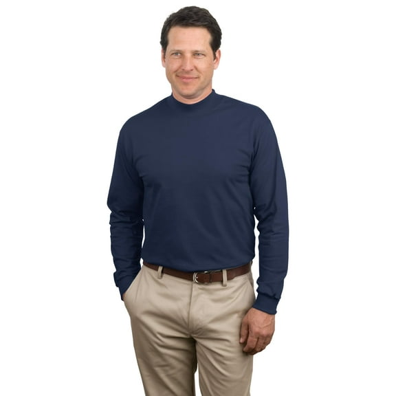 Port & Company Men's Mock Turtleneck Long Sleeve T-Shirt - PC61M