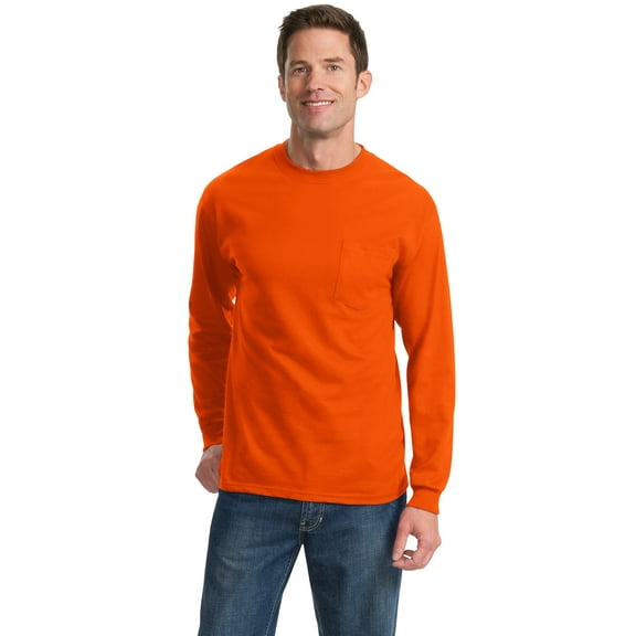Port & Company Men's PC61LSP T-Shirt Long Sleeve Essential with Pocket
