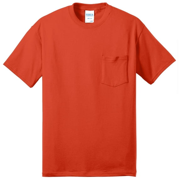 Port & Company Men's Tall 50/50 Cotton/Poly T Shirt with Pocket 4XLT Orange