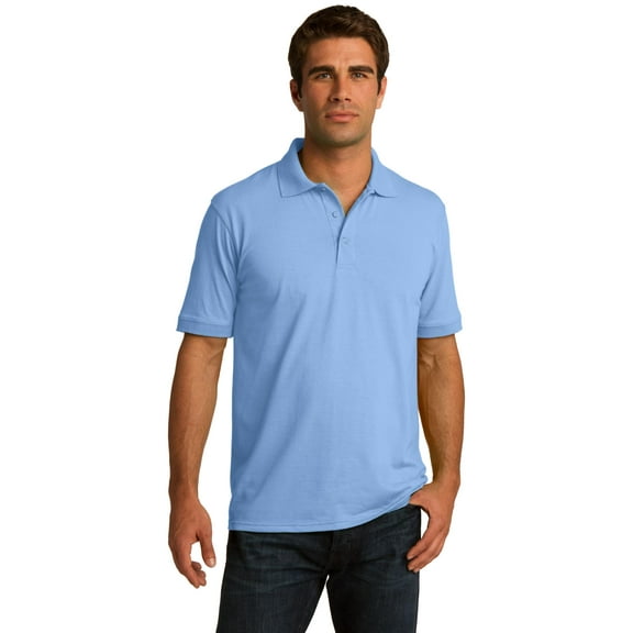 Port & Company Men's Tall 55Ounce Jersey Knit Polo Light Blue Size 3XLT