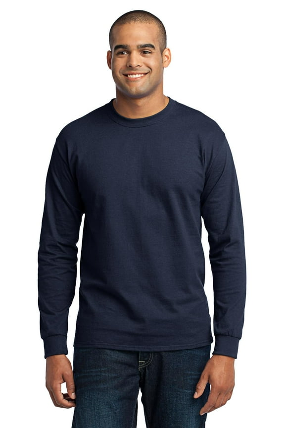Men's Tall Long Sleeve 50/50 Cotton/Poly T Shirt 2XLT Navy