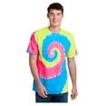 thumbnail image 1 of Port & Company Men's Tie-Dye Cotton Short Sleeve T-Shirt Neon Rainbow Small, 1 of 3
